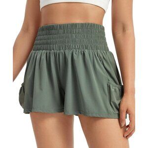 Women's Army Green Flowy Athletic Skort Shorts – Size L – NWT